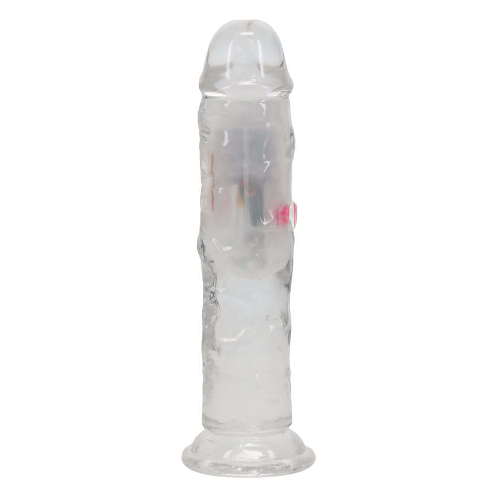 REALROCK 6'' No Balls Wireless Rechargeable LED Vibrating Dong - Clear with LED 16.5 cm USB Rechargeable Vibrating Dong with Remote